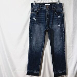 KanCan Super High Rise Distressed Relaxed And Tapered Jeans With Released Hem
